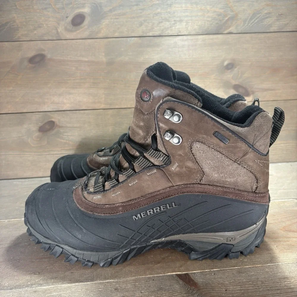 merrell isotherm mens size 11.5 shoes brown suede waterproof snow boots